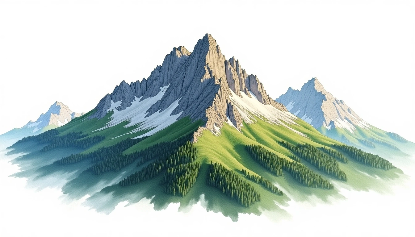 Vrsic Pass Julian Alps — 2,547m — Slovenia — watercolor illustration