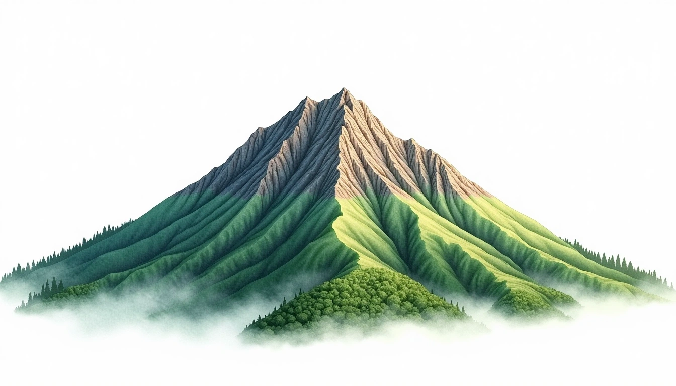 Washiba-dake — 2,924m — Japan — watercolor illustration