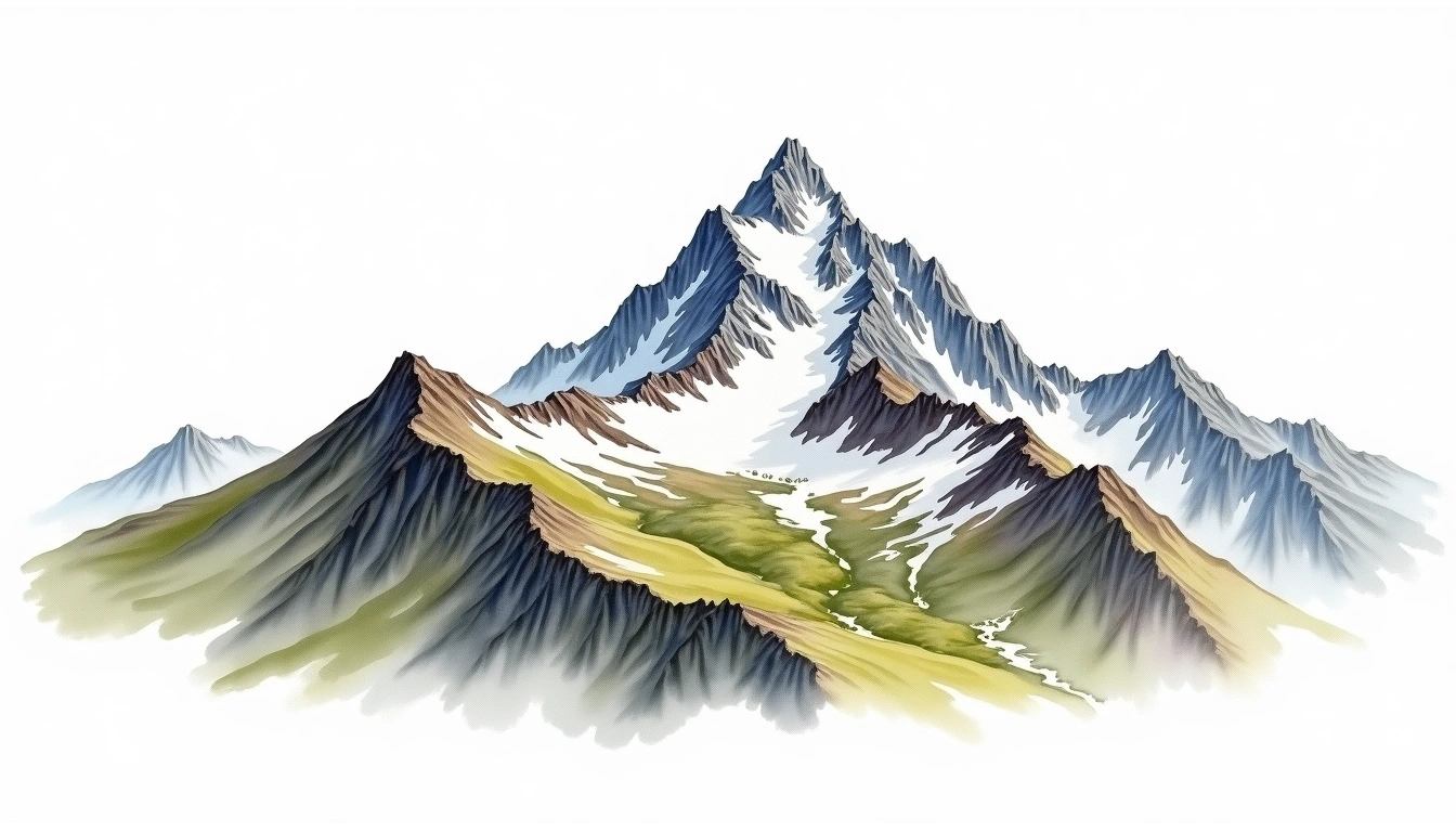 Weissmies — 4,017m — Switzerland — watercolor illustration