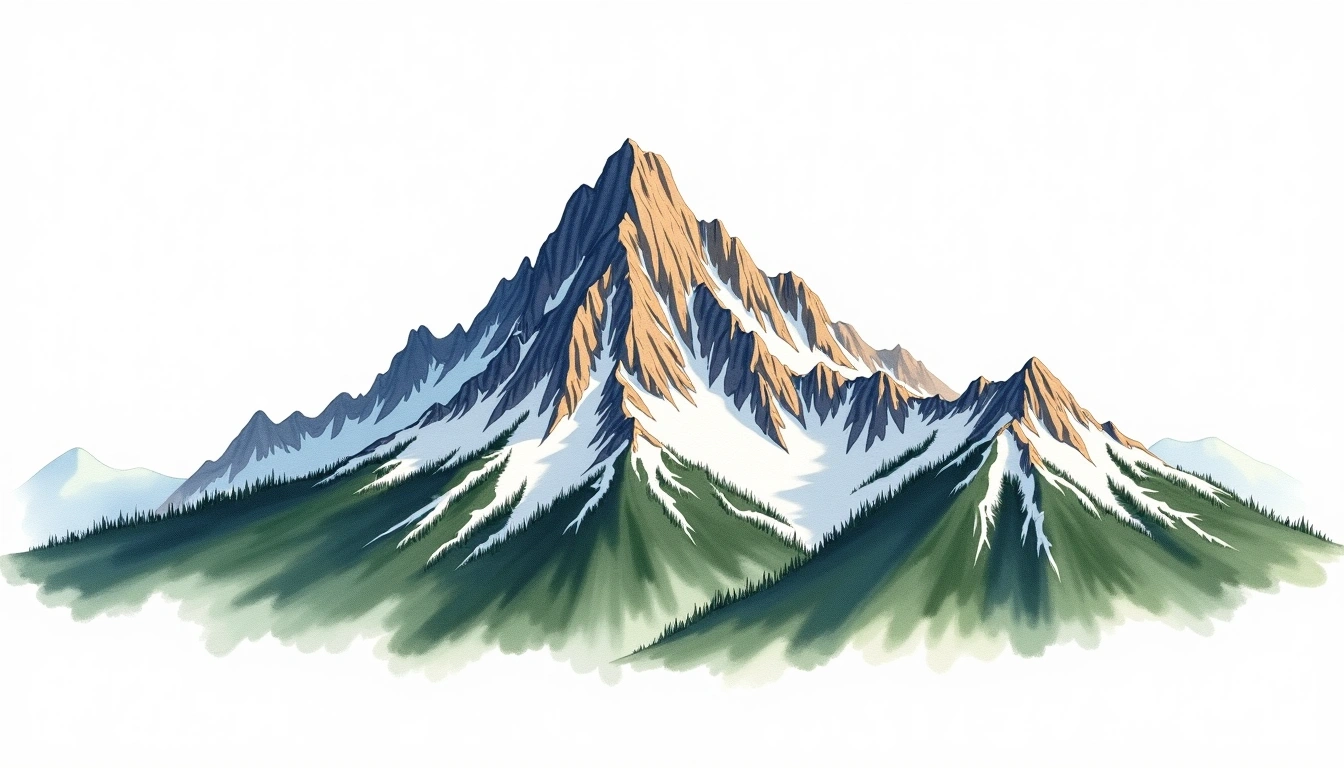 Welker Peak — 2,774m — United States — watercolor illustration