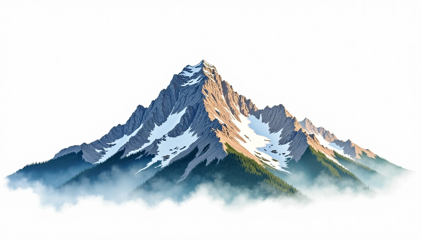 Whistler Mountain — 2,182m — Canada — watercolor illustration