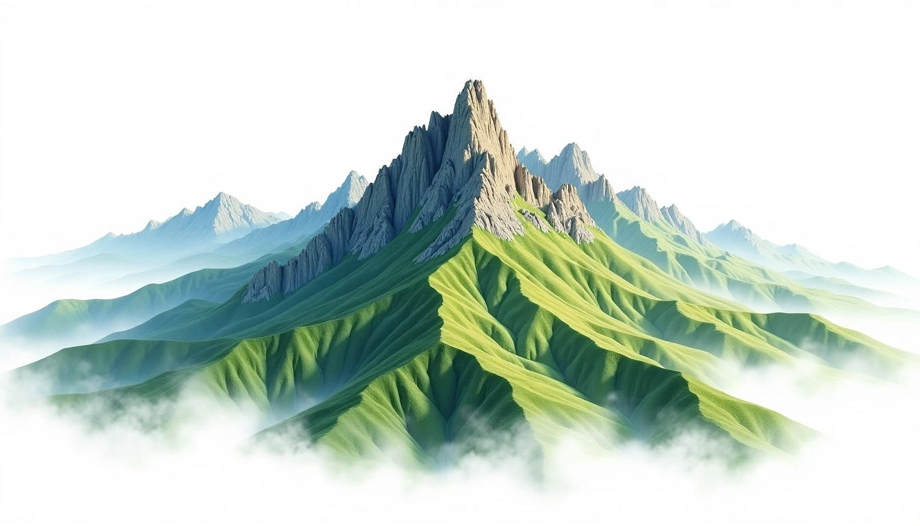 Wushuang Shan — 3,274m — Taiwan — watercolor illustration