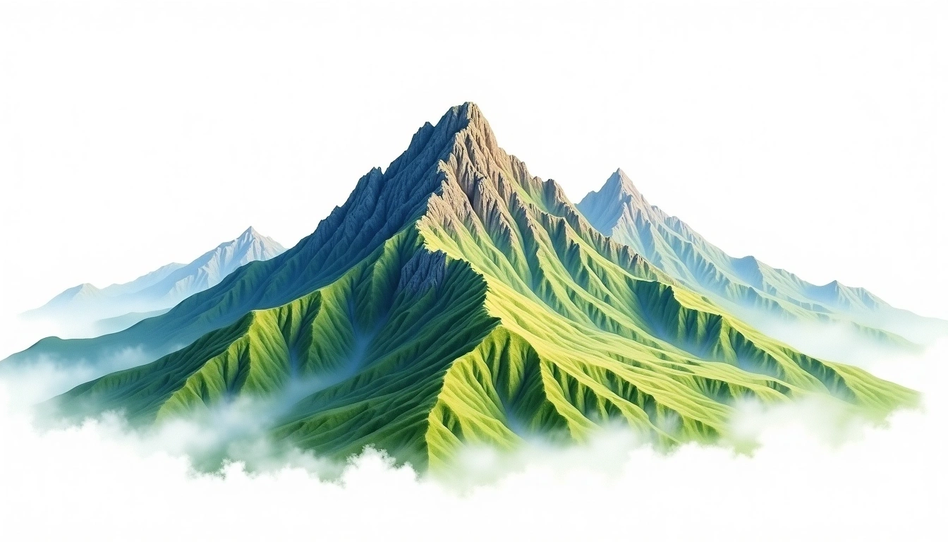 Xiaoguanshan — 3,249m — Taiwan — watercolor illustration