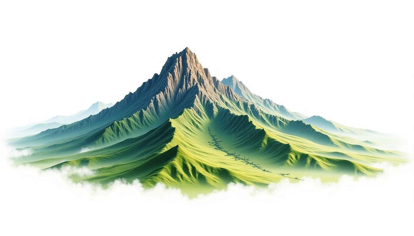 Xiuguluan Shan — 3,825m — Taiwan — watercolor illustration