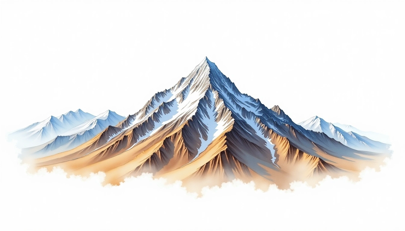 Yading Chenrezig — 6,032m — China — watercolor illustration