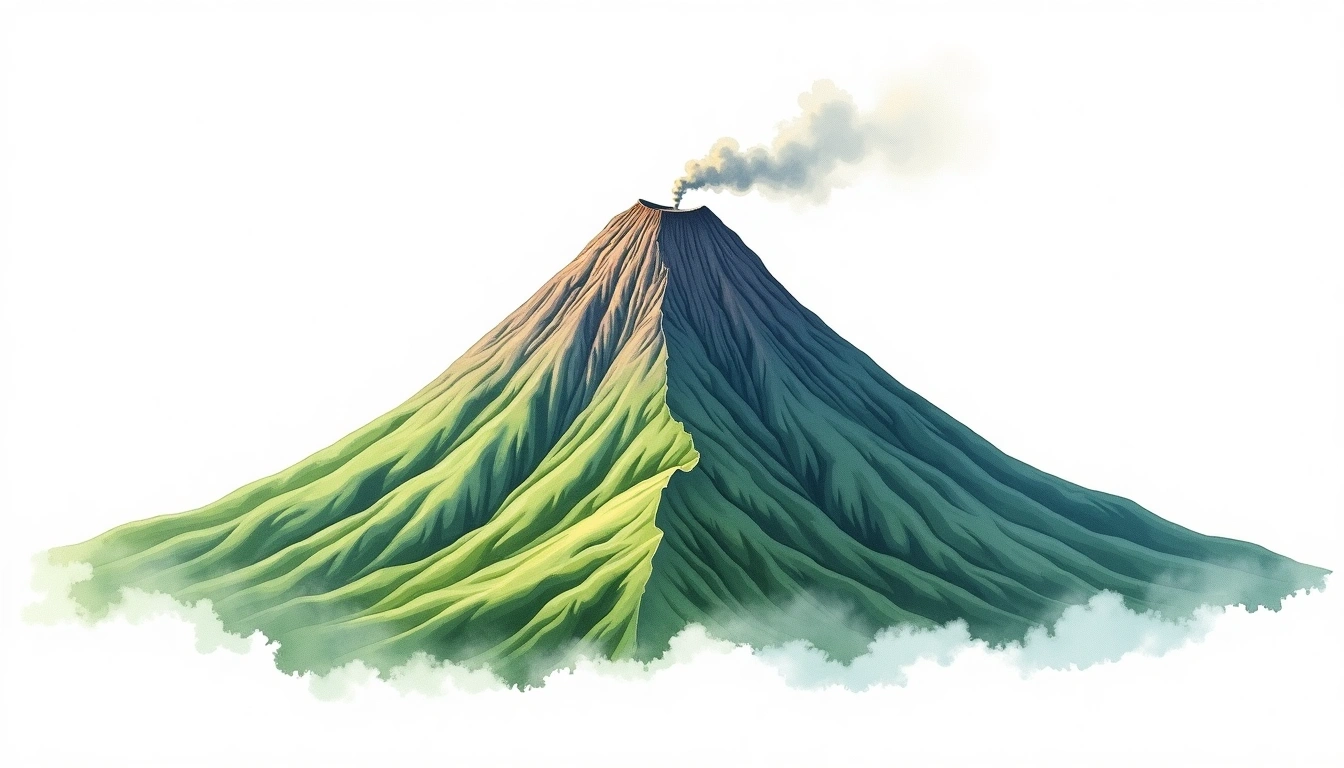 Yake-dake — 2,455m — Japan — watercolor illustration