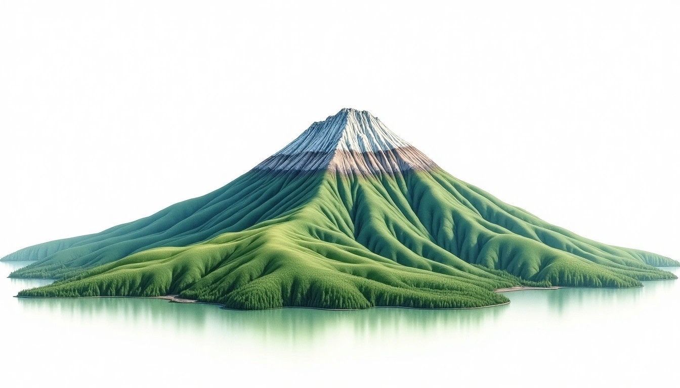 Yakushi-dake — 2,926m — Japan — watercolor illustration
