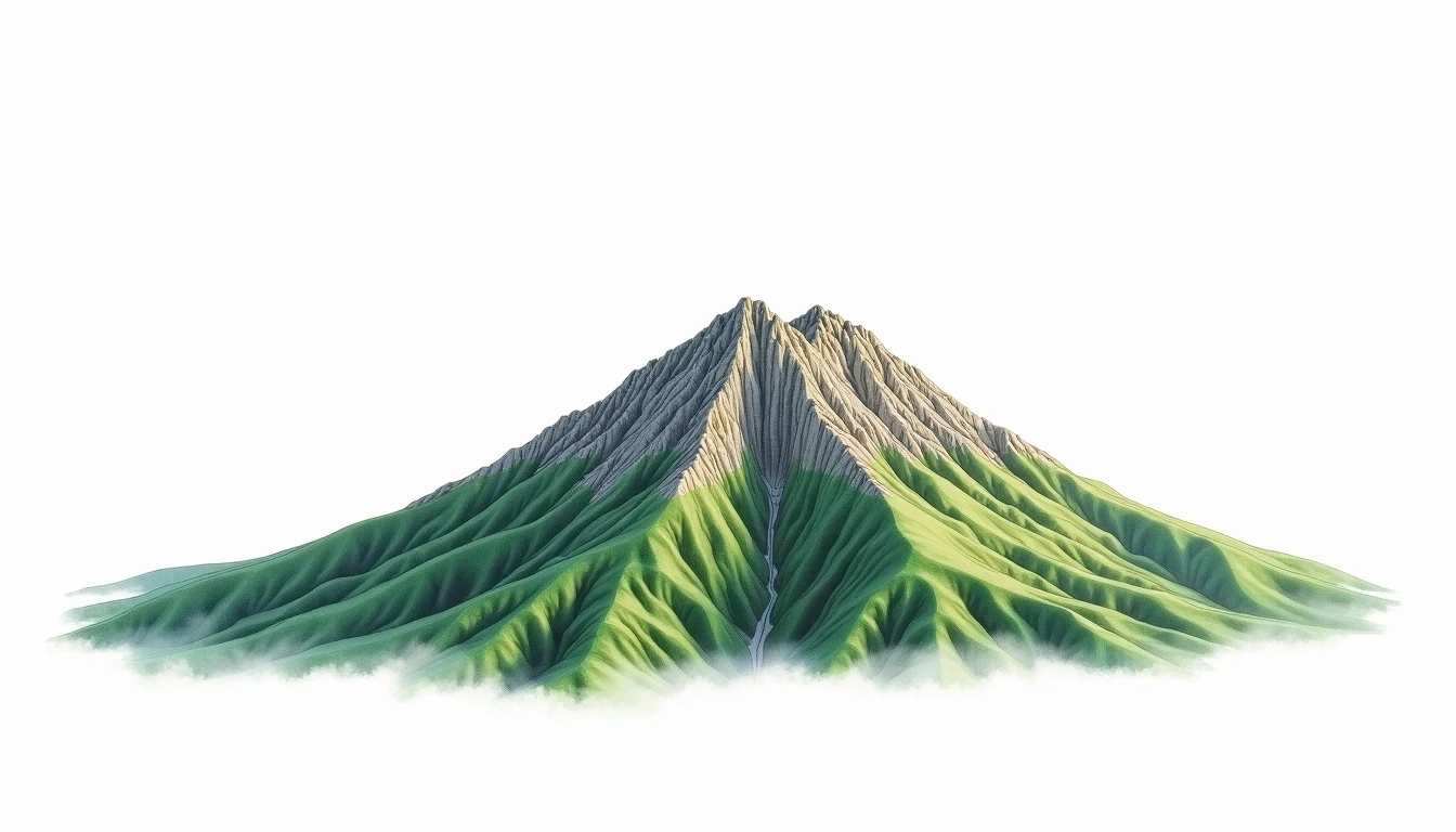 Yamantau — 1,640m — Russia — watercolor illustration