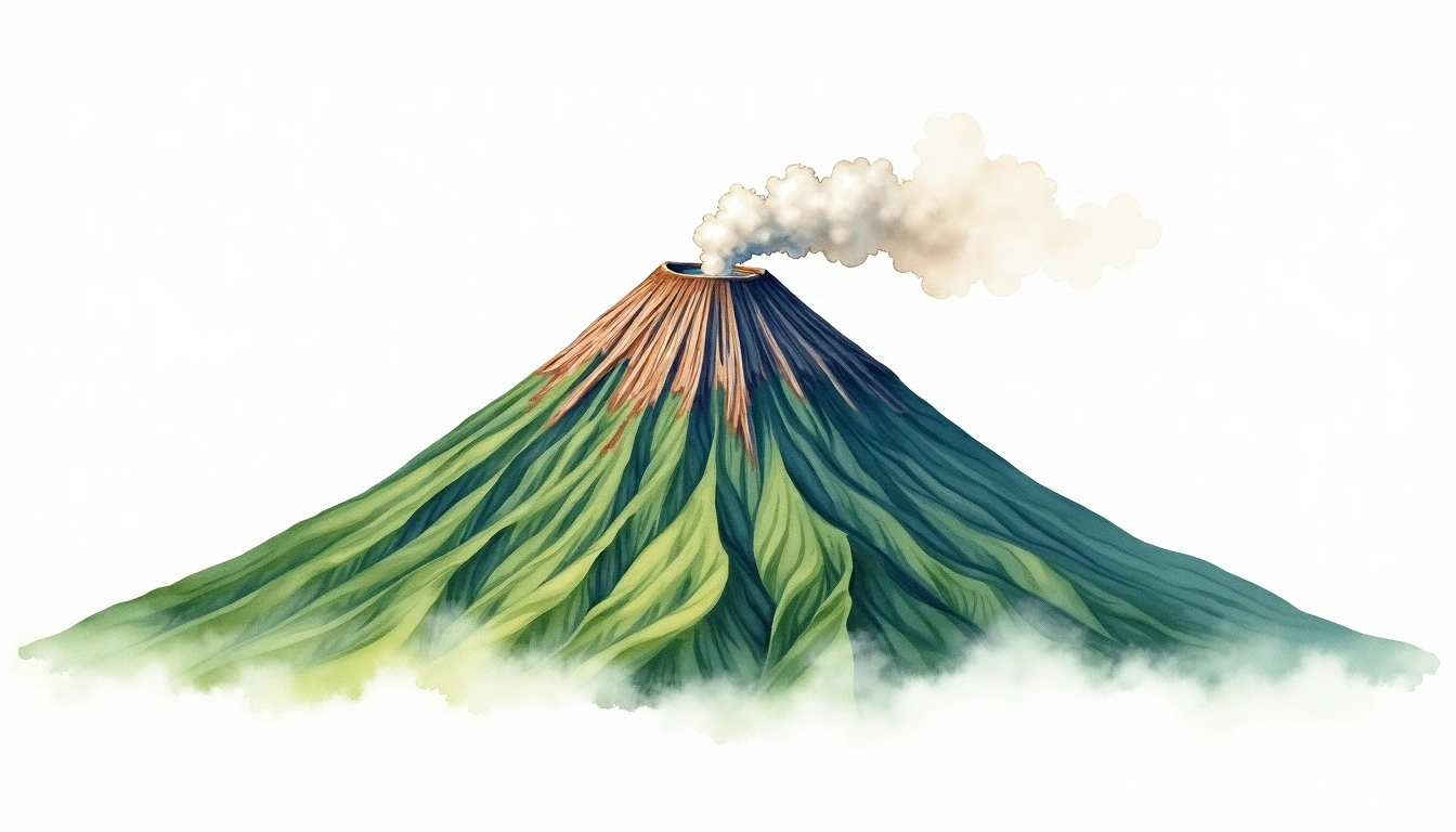 Yotei-zan — 1,898m — Japan — watercolor illustration