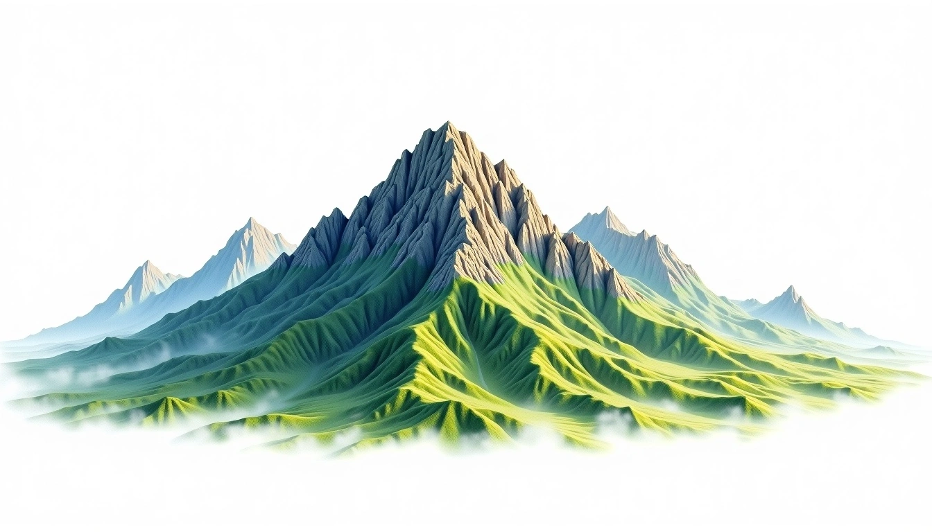 Yushan Dongfeng — 3,869m — Taiwan — watercolor illustration