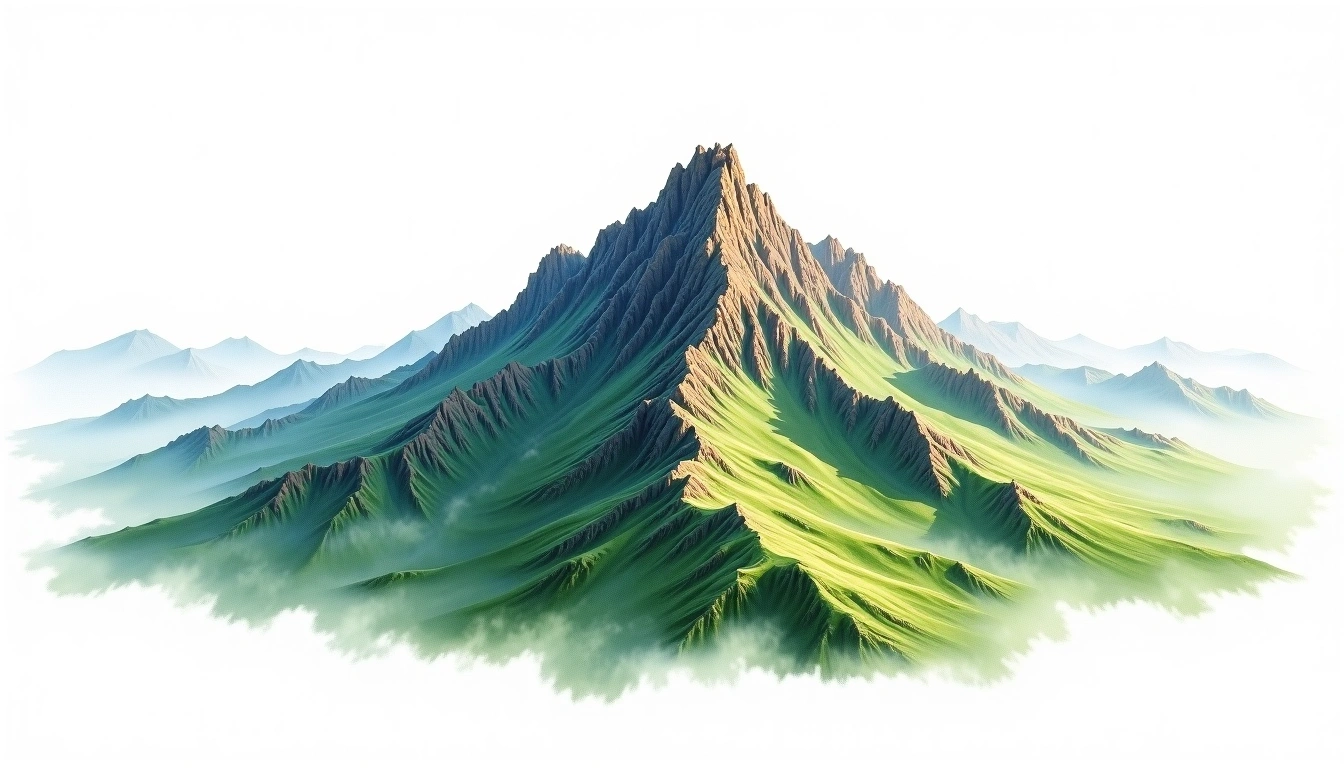 Zhongyanjian Shan — 3,705m — Taiwan — watercolor illustration