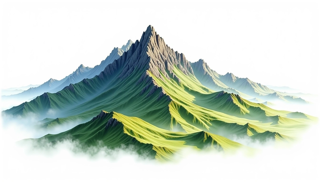Zhuilu Shan — 3,076m — Taiwan — watercolor illustration